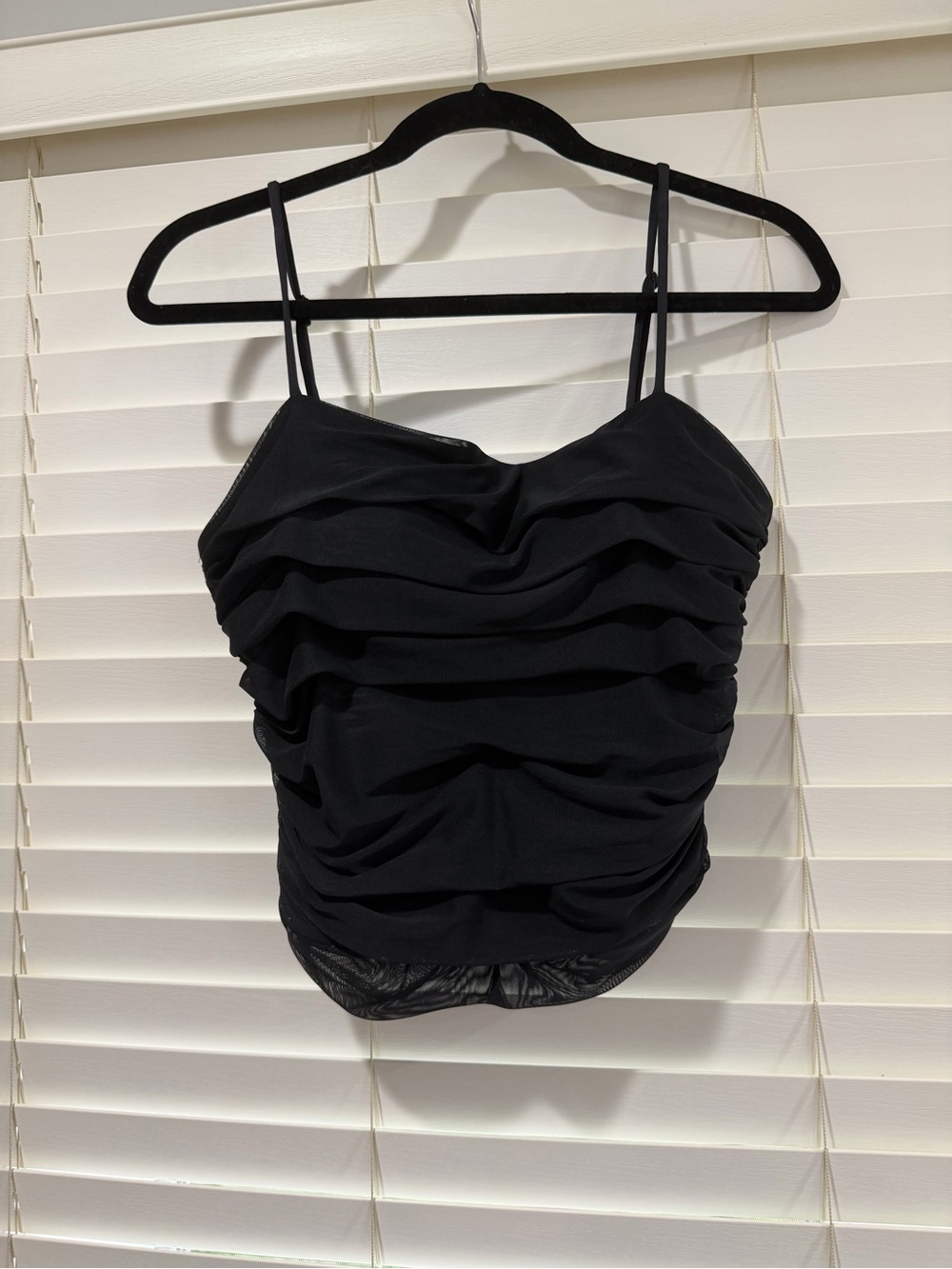 Express Black Ruched Camisole with Slim Straps